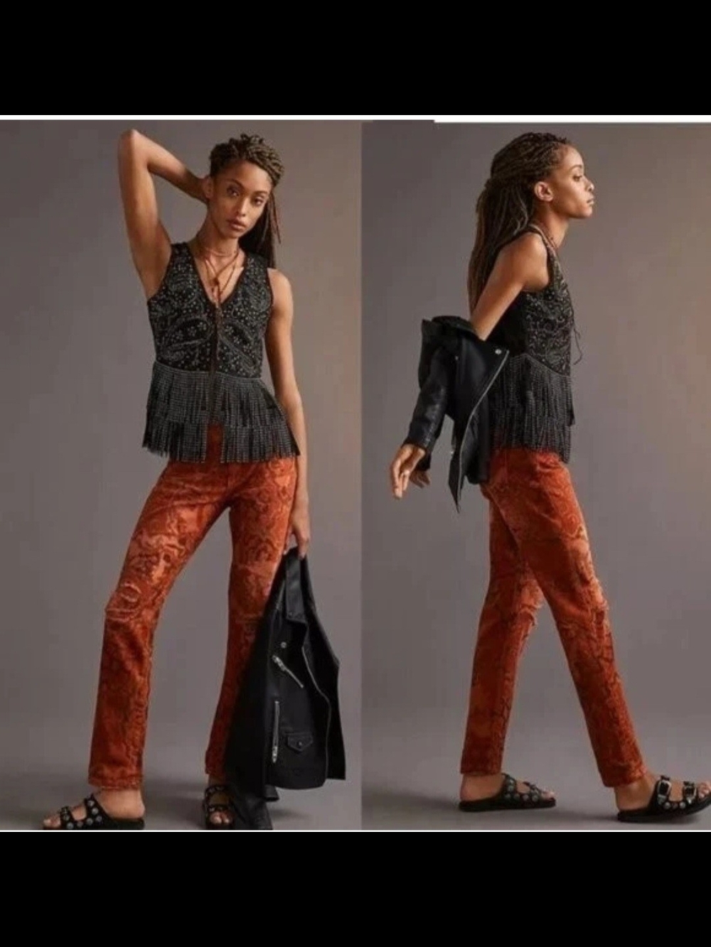 Anthropologie Pilcro Rust/Orange Slim Boyfriend Crop Jeans 29